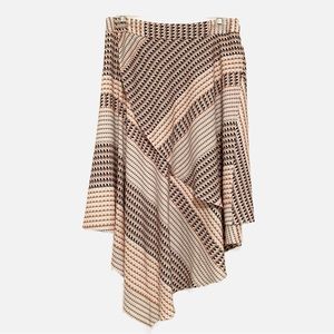 Asymmetric front low/ back high skirt